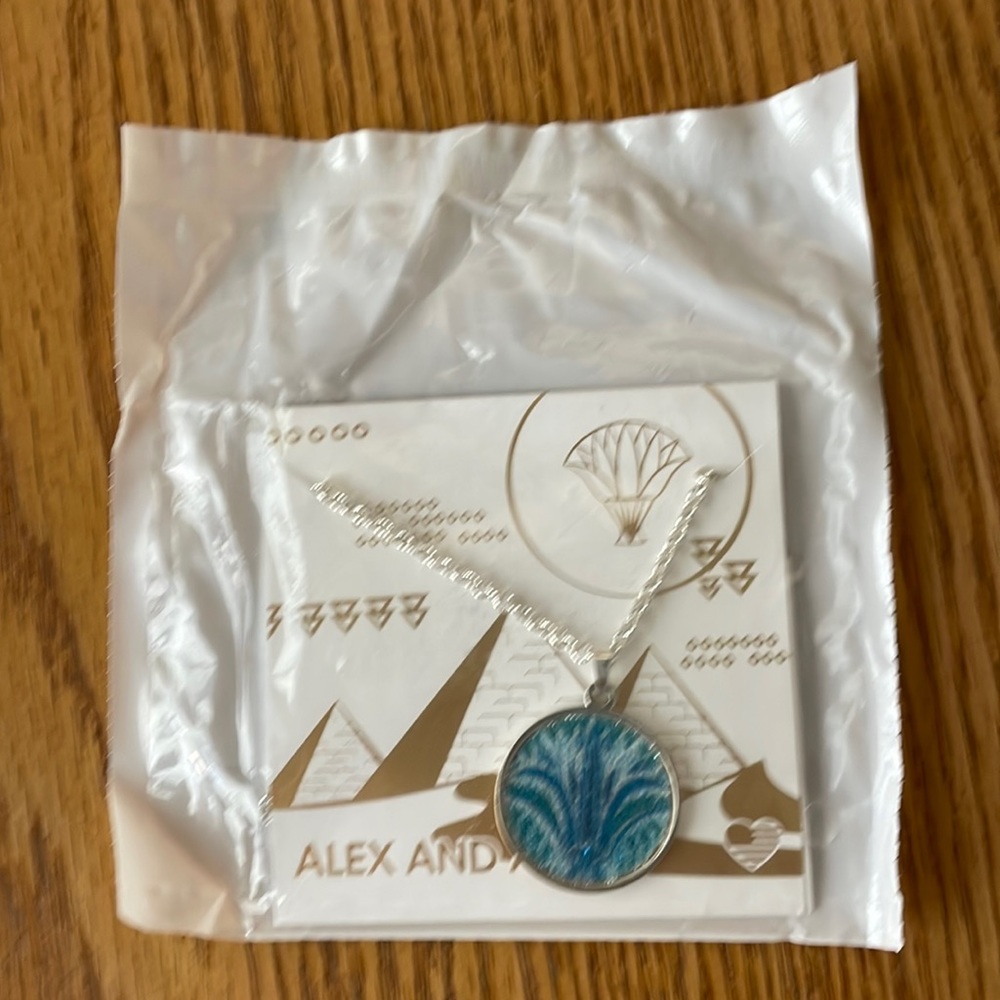 Alex and Ani Blue Lotus Sterling Silver Necklace